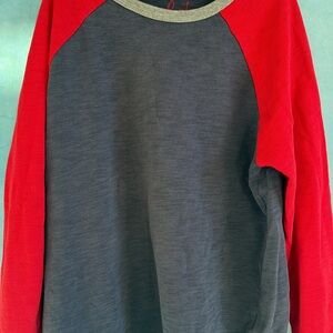 Mini Boden Charcoal and Scarlet Long Sleeve Tee